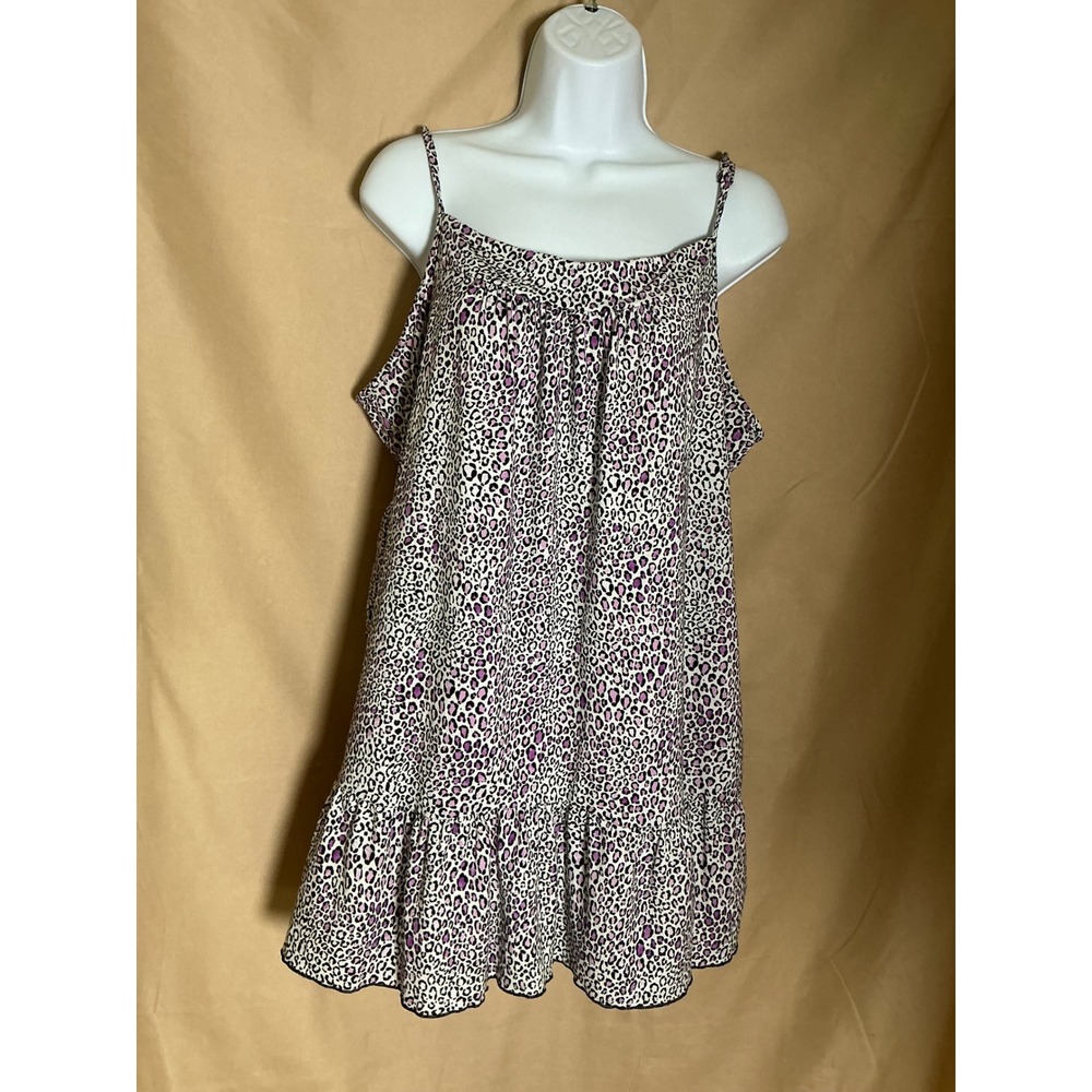 Joyspun Tank Top Womens XL Purple Leopard Print Excellent Ruffle Hem Cami